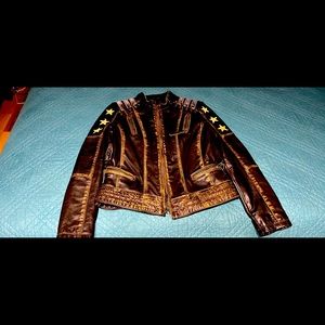 Wilson Leather Distressed stars /stripe Biker Style jacket